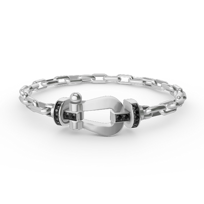 [Joyas Regalia]Pulsera de metal con cierre de herradura grande FORCE
