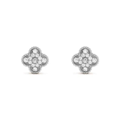 [Joyas Regalia] PENDIENTES DE PLATA CON DIAMANTES Y MOTIVOS DE TRÉBOL 1
