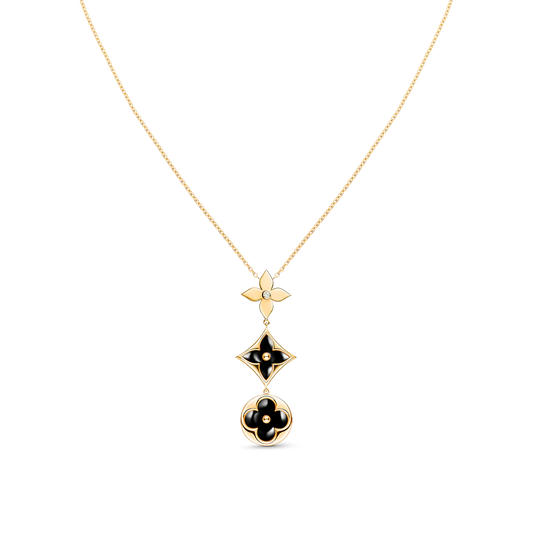 [Bijoux Regalia] COLLIER EN OR ROSE ONYX ÉTOILE ET SOLEIL