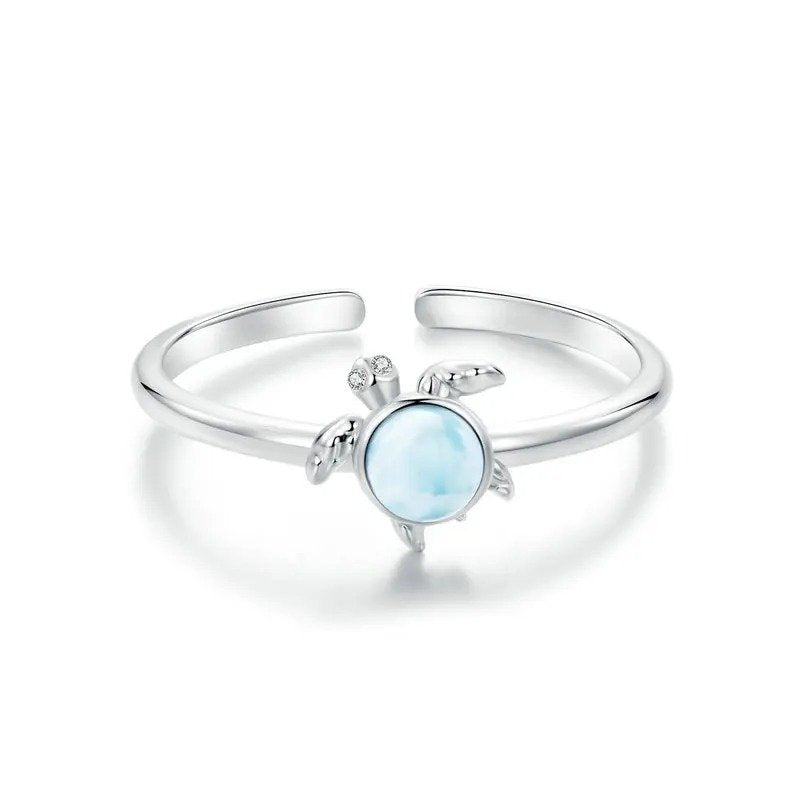 Anillo abierto de tortuga marina Anillos ajustables de tortuga de playa