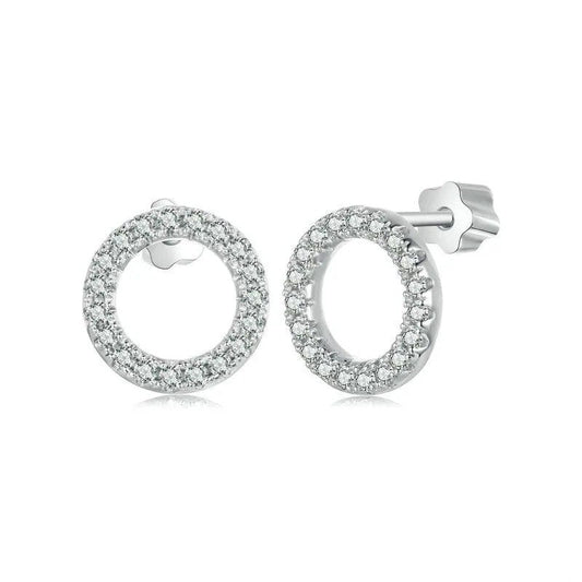 Pendientes circulares de moissanita transparentes Forever