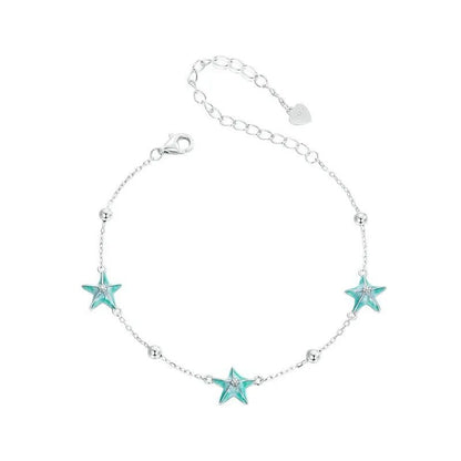Pulseras de cadena de eslabones con estrellas de mar en degradado azul verdoso