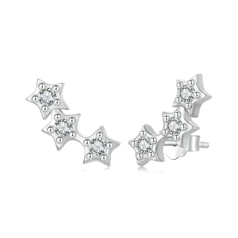 Pendientes de plata con forma de estrella diminuta para mujeres y adolescentes