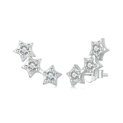 Pendientes de plata con forma de estrella diminuta para mujeres y adolescentes