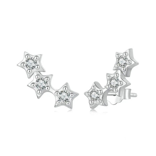 Pendientes de plata con forma de estrella diminuta para mujeres y adolescentes