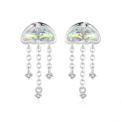Pendientes de medusa iridiscente para mujeres y adolescentes