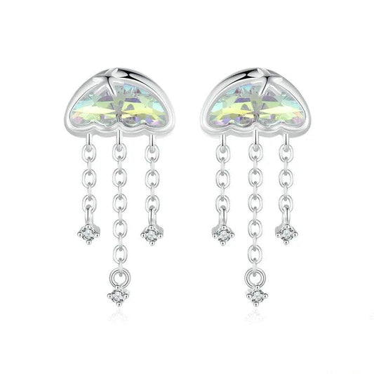 Pendientes de medusa iridiscente para mujeres y adolescentes