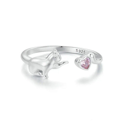 Bague ouverte avec jolis animaux de compagnie