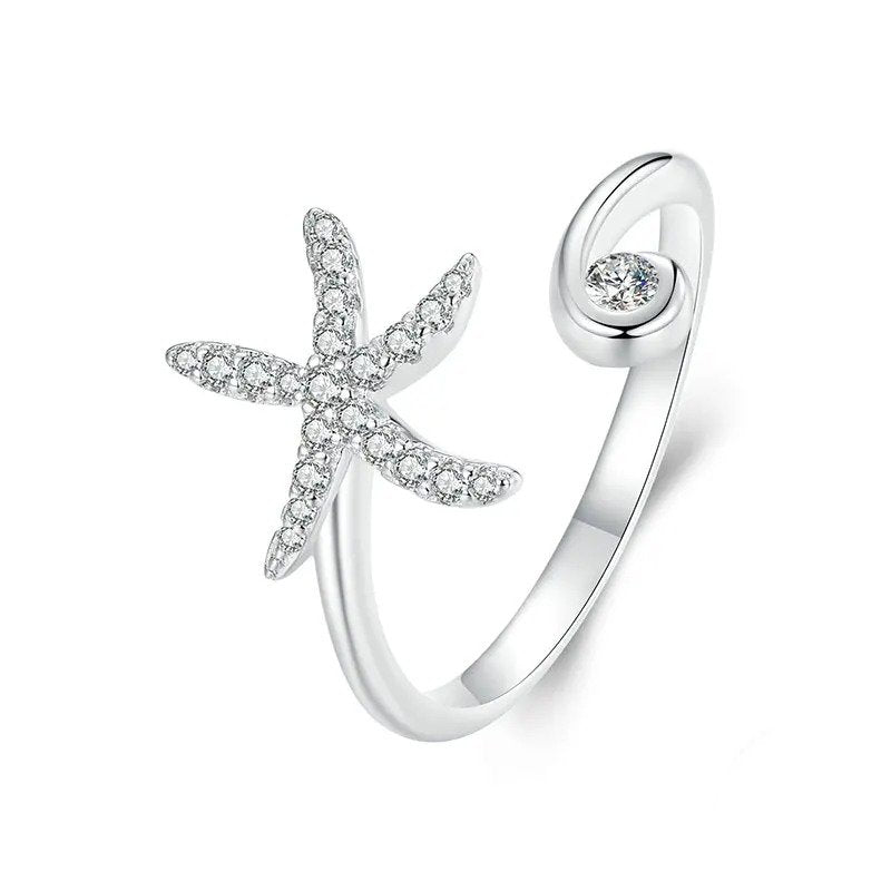 Bague ajustable simple en forme d'étoile de mer