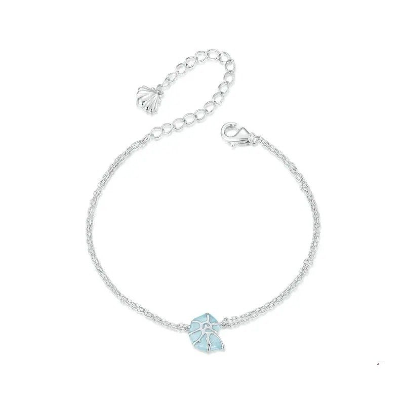 Pulseras de cadena de eslabones de concha azul