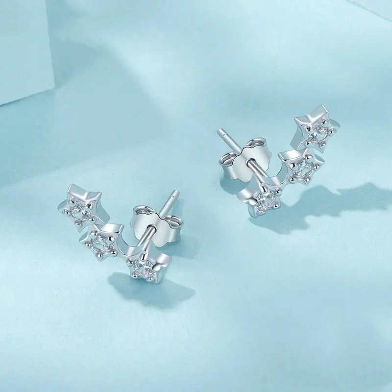 Pendientes de plata con forma de estrella diminuta para mujeres y adolescentes