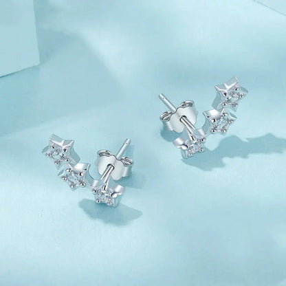 Pendientes de plata con forma de estrella diminuta para mujeres y adolescentes