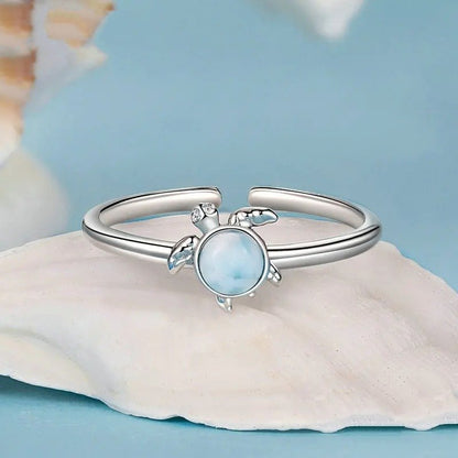 Anillo abierto de tortuga marina Anillos ajustables de tortuga de playa