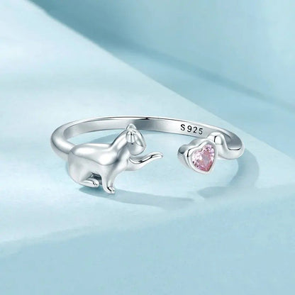 Bague ouverte avec jolis animaux de compagnie