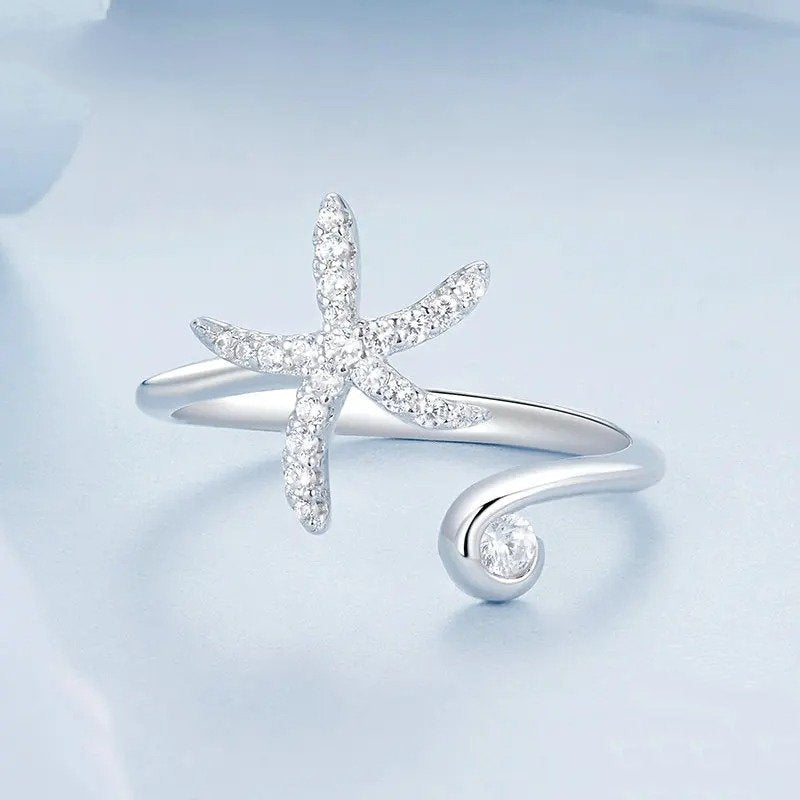 Bague ajustable simple en forme d'étoile de mer