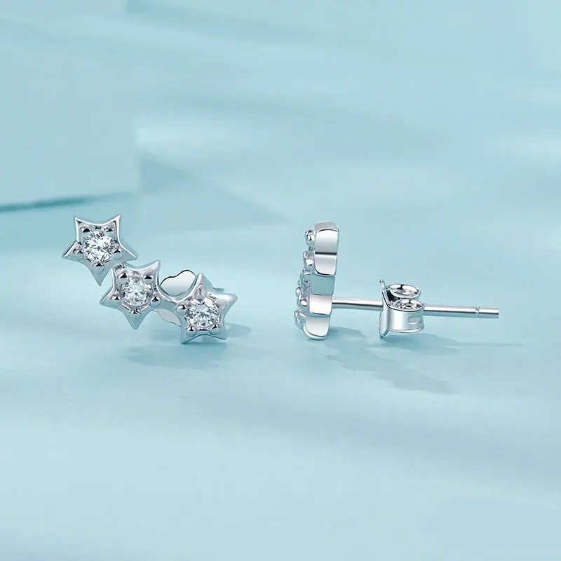 Pendientes de plata con forma de estrella diminuta para mujeres y adolescentes