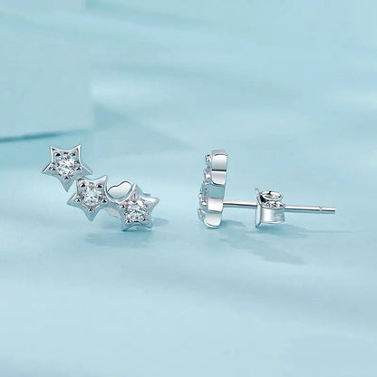 Pendientes de plata con forma de estrella diminuta para mujeres y adolescentes