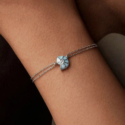 Pulseras de cadena de eslabones de concha azul