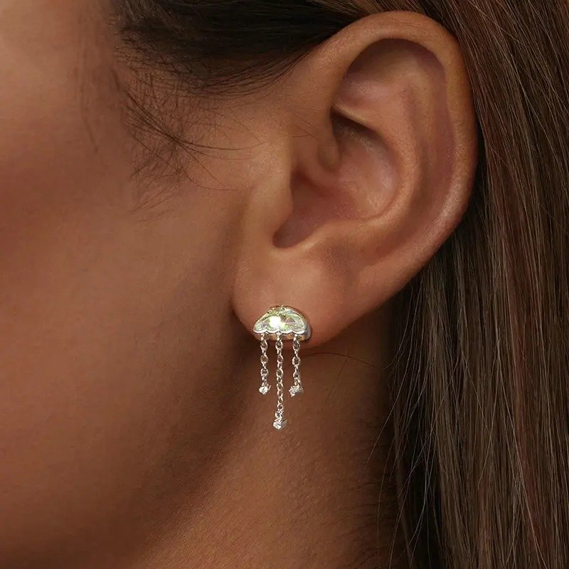 Pendientes de medusa iridiscente para mujeres y adolescentes
