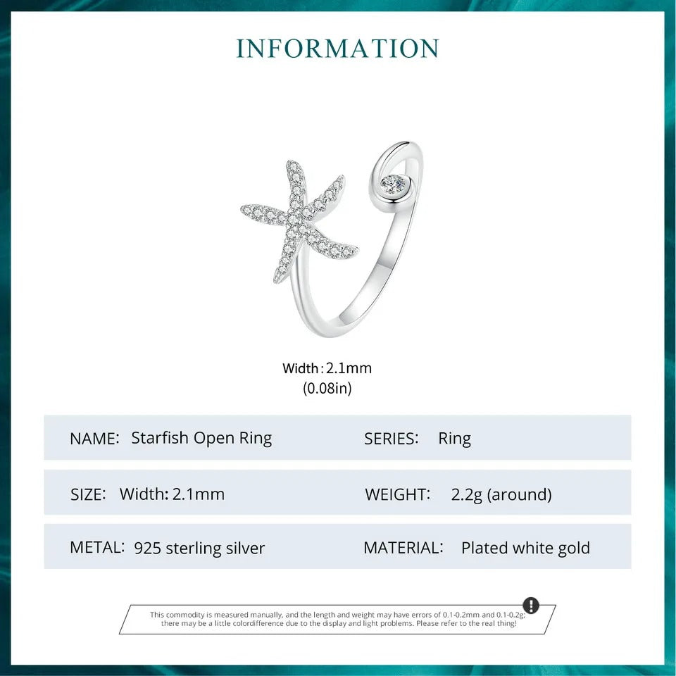 Bague ajustable simple en forme d'étoile de mer