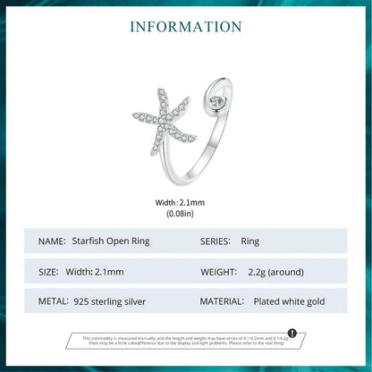 Bague ajustable simple en forme d'étoile de mer
