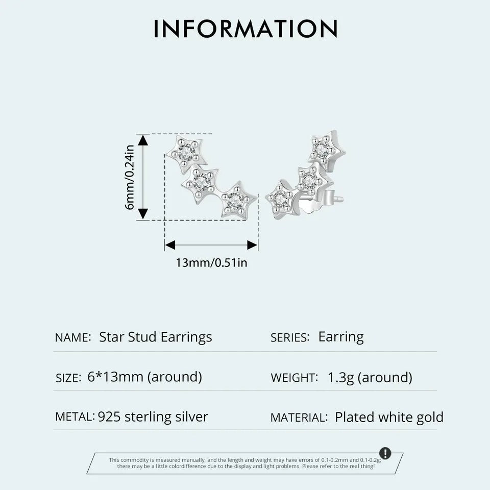 Pendientes de plata con forma de estrella diminuta para mujeres y adolescentes