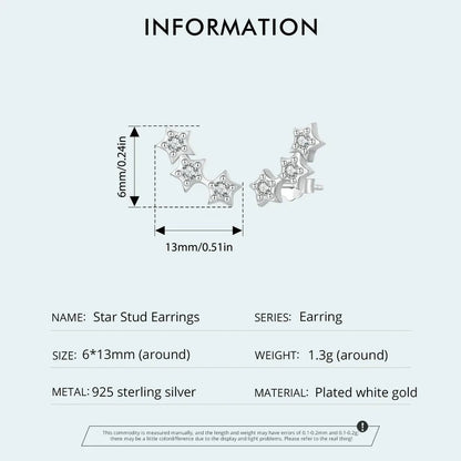 Pendientes de plata con forma de estrella diminuta para mujeres y adolescentes