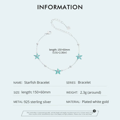 Pulseras de cadena de eslabones con estrellas de mar en degradado azul verdoso