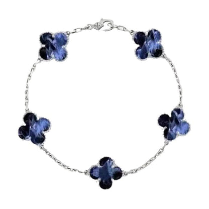 [Bijoux Regalia]BRACELET EN ARGENT PIETERSITE À 5 MOTIFS TRÈFLE 