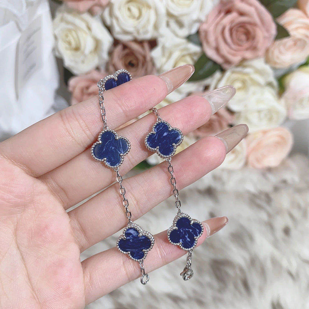 [Bijoux Regalia]BRACELET EN ARGENT PIETERSITE À 5 MOTIFS TRÈFLE 