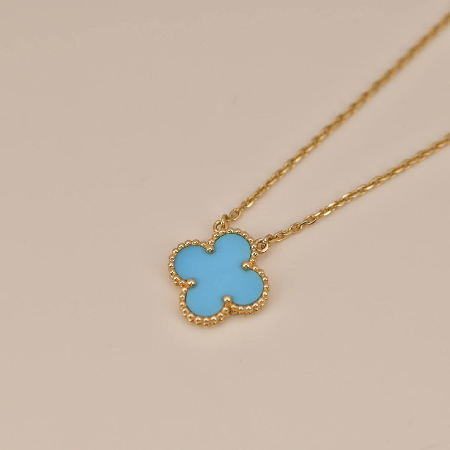 [Regalia jewelry]CLOVER 15MM VINTAGE TURQUOISE NECKLACE
