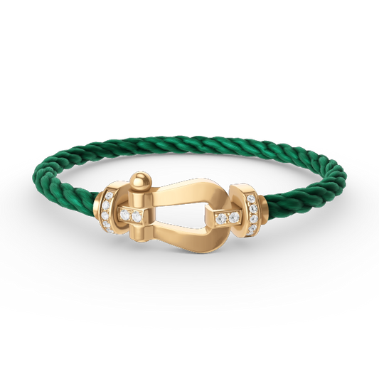 [Bijoux Regalia]BRACELET FORCE LARGE FER À CHEVAL DEMI-DIAMANT OR