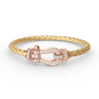[Joyas Regalia] PULSERA FORCE DE HERRADURA GRANDE CON DIAMANTES EN ORO ROSA