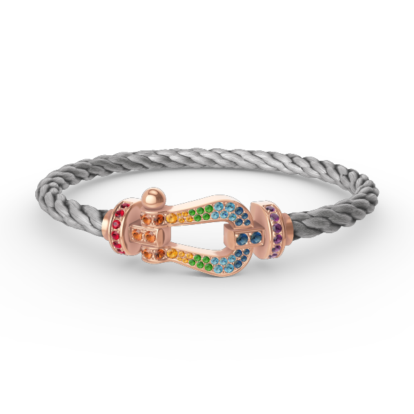 [Bijoux Regalia]BRACELET FORCE GRAND FER À CHEVAL COULEUR DIAMANT OR ROSE