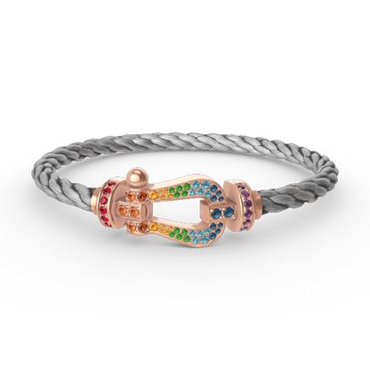 [Bijoux Regalia]BRACELET FORCE GRAND FER À CHEVAL COULEUR DIAMANT OR ROSE