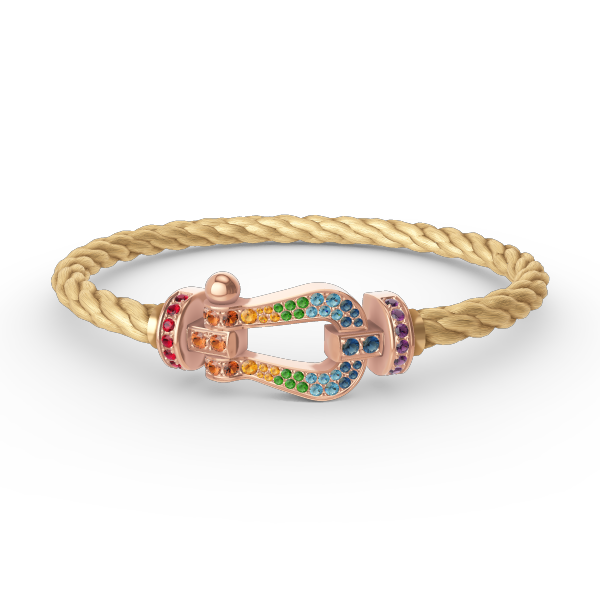 [Bijoux Regalia]BRACELET FORCE GRAND FER À CHEVAL COULEUR DIAMANT OR ROSE