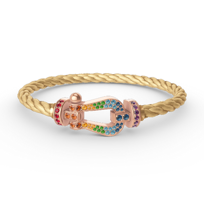 [Bijoux Regalia]BRACELET FORCE GRAND FER À CHEVAL COULEUR DIAMANT OR ROSE