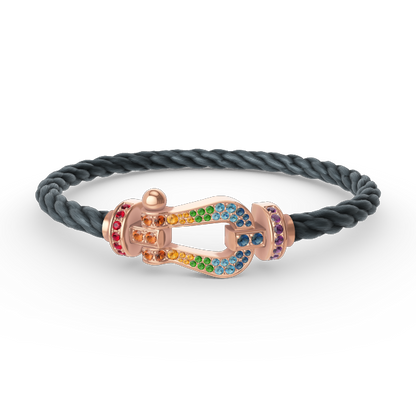 [Bijoux Regalia]BRACELET FORCE GRAND FER À CHEVAL COULEUR DIAMANT OR ROSE