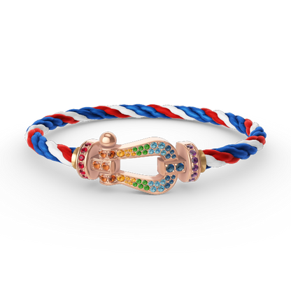 [Bijoux Regalia]BRACELET FORCE GRAND FER À CHEVAL COULEUR DIAMANT OR ROSE