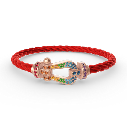 [Bijoux Regalia]BRACELET FORCE GRAND FER À CHEVAL COULEUR DIAMANT OR ROSE