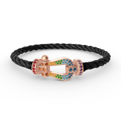 [Bijoux Regalia]BRACELET FORCE GRAND FER À CHEVAL COULEUR DIAMANT OR ROSE