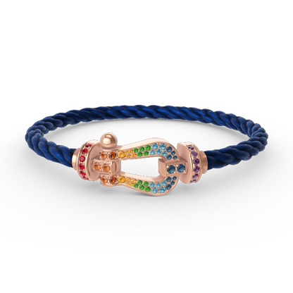 [Bijoux Regalia]BRACELET FORCE GRAND FER À CHEVAL COULEUR DIAMANT OR ROSE