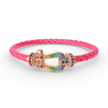 [Bijoux Regalia]BRACELET FORCE GRAND FER À CHEVAL COULEUR DIAMANT OR ROSE