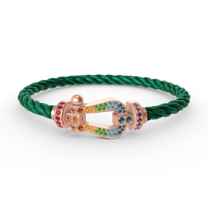 [Bijoux Regalia]BRACELET FORCE GRAND FER À CHEVAL COULEUR DIAMANT OR ROSE