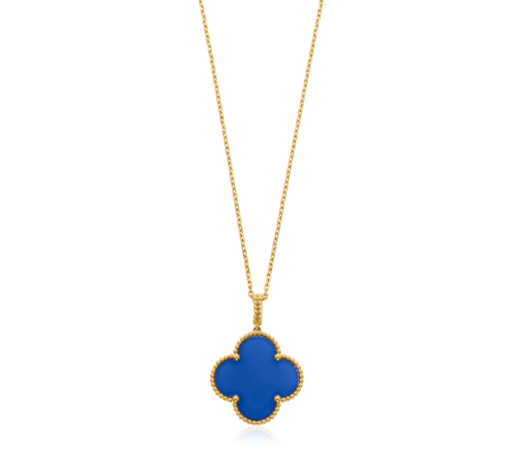 [Bijoux Regalia] COLLIER TRÈFLE 25 MM TURQUOISE OR ROSE