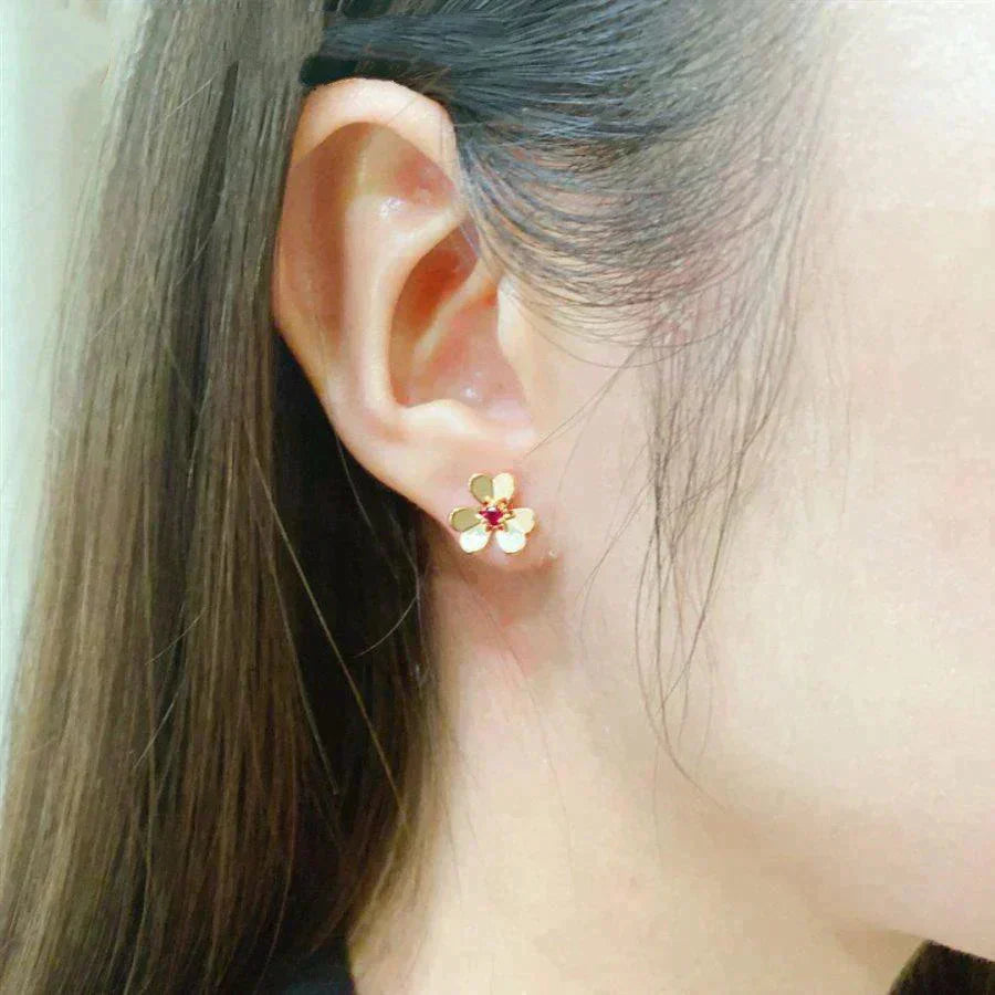 [Joyas Regalia]PENDIENTES FLOR ROSA FRIVOLE