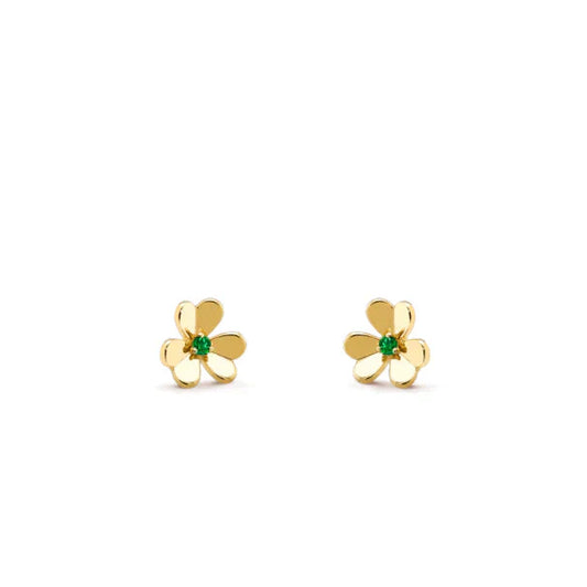[Joyas Regalia]PENDIENTES DE MALAQUITA CON FLOR FRIVOLE
