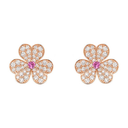 [Joyas Regalia] PENDIENTES FRIVOLE DE FLOR DE ORO ROSA CON DIAMANTES