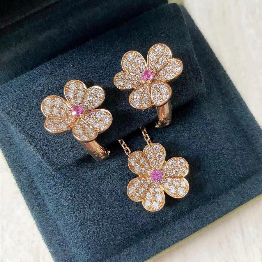[Joyas Regalia] COLLAR FRIVOLE DE FLOR DE ORO ROSA CON DIAMANTES