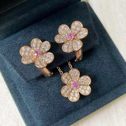 [Joyas Regalia] COLLAR FRIVOLE DE FLOR DE ORO ROSA CON DIAMANTES